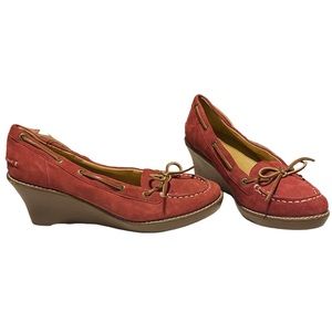 Sperry Top Sider Wedge Shoes Women’s 8.5M Mauve Pink Upper Leather Suede Comfort